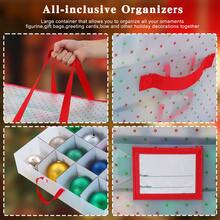 1Piece,Christmas Ornament Storage Box - Stores 128 Ornaments With 2 Sided Zipper - Flexible Plastic Christmas Ornament Storage Containers - 3 Inch Cube Compartments - Multicolor - View 6