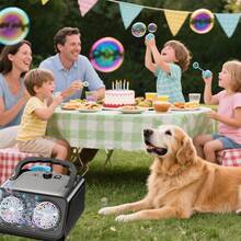 Automatic Bubble Blower Machine - High Capacity Electric Bubble Maker With 2 Fans, 20,000+ Bubbles Per Minute, For Kids & Adults, Dual Power (Battery & Plug-In), Ideal For Parties & Outdoor Play - 白色 - 查看 4