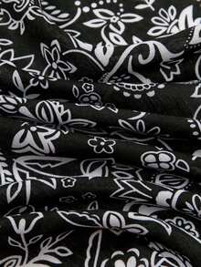 1 Pc Simple Print 70 Square Scarf, Women Bandana Style Waist Tie Accessory Or Wrap, Fashionable Scarf Women, Spring Dress - Đen và trắng - Xem 4