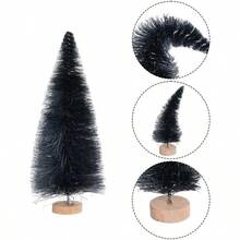 D40Pcs Mini Pine Trees Artificial Mini Trees With Wood Base Sisal Trees Bottle Brush Trees Assorted Color For Christmas Decoration Winter Ornaments DIY Crafts Black - Black - View 3