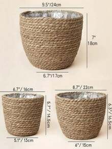3PCS Straw Pot, Minmalist Soiid Coior Plant Container For Home