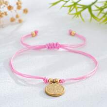 1 buc brățară cu pandantiv retro boem cu Fecioară Maria, brățară cu mărgele de cupru, frânghie reglabilă cu nod peruvian roșu țesut, brățară pentru cupluri, brățară pentru cel mai bun prieten, cadou religios, cadou norocos, cadou de familie, cadou pentru prieten, cadou de ziua de naștere, cadou pentru cupluri, cadou de Crăciun