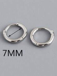 A Pair Of Simple And Fashionable 925 Pure Silver Round Earrings And Ear Cuffs For Women's Jewelry Gift