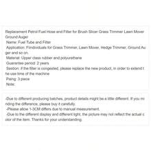 3 piezas de repuesto de manguera de combustible y filtro de gasolina para desbrozadora, recortadora de césped, cortadora de césped y barrena de suelo