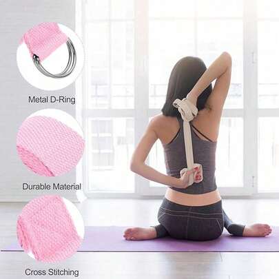 1 pezzo Cinghia da yoga/Fascia di resistenza Pilates, fibbia a doppio anello regolabile, fascia da yoga, Pilates, danza, allenamento in palestra, colore nero/rosa/viola, accessori per apertura delle spalle dello yoga, grafico del peso, allenamento/fitness, sport, attrezzatura da palestra, attrezzatura fitness, fascia di resistenza, Pasqua, regali per donne, regali per migliori amici
