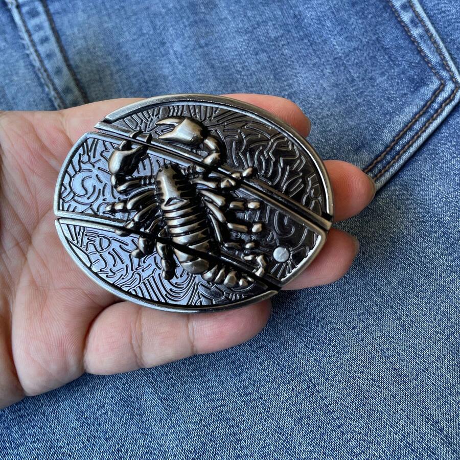 Zinc Alloy Stylish Pocket Knife (Scorpion) Is Suitable For Camping, Hunting, Barbecue And Other Outdoor Activities, Perfect Gift For Men And Women, Pocket Knife, Camping Knife, Camping Gear And Equipment. - 銀色 - 查看 1