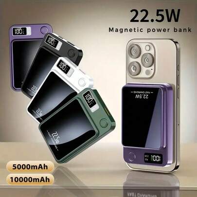 Magnetic Wireless Charging Power Bank, 10000mAh Battery 15W Fast Wireless Charging 22.5W PD Fast Charging Power Bank, 2 Outputs And Dual Input External Battery Pack For Apple 16/15/14/13/12/11 And Other Android Universal