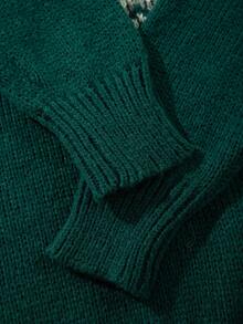 Men's Casual Plaid Christmas Intarsia Knit Pullover Sweater, Versatile, Suitable For Spring, Autumn, Winter - màu xanh lá - Xem 7