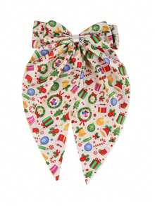 1 Peça Clipe de Cabelo Laço de Festa de Natal de Poliéster, Acessório de Moda para Mulheres, Adequado para Festa de Natal, Presilhas de Garra, Grampo de Cabelo, Barras de Cabelo - Multicolorido - Visão 20