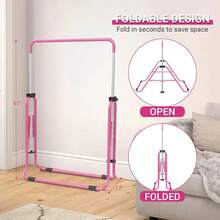 Foldable Gymnastics Bar,-Height Adjustable Gymnastic Bars Forat Home,Robust  Stable IndoorOutdoor Using,Weight Limit 140LBS - Pink - View 3