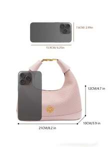 Nuevo bolso de moda de unicolor Joker de tela impermeable de PU, con diseño de decoración de patrón de letras, apertura y cierre con cremallera, bolsos cuadrados, bolsos burdeos, con diseño de decoración de colgante, se puede colgar, adecuado para ir de compras.