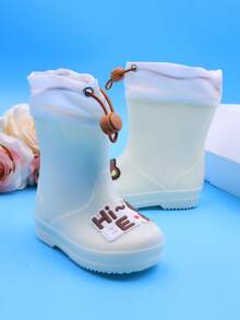 1 Pair Cute Cartoon Bear Kids Rain Boots, Non-Slip Lightweight Comfortable Outdoor Sports Waterproof Boots, Suitable For Rainy Play And School Activities - White - View 5