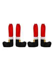 1/4pcs Christmas Table Foot Cover Santa Claus Table And Chair Decoration Foot Cover Holiday Decoration Protective Cover Red And White Stripes Design With Gold Buckle Suitable For Christmas Party, Christmas Decorations, Holiday Party Supplies, Reusable Decoration Christmas Decorations Home Christmas Gifts Christmas Decor - Multicolor - View 9