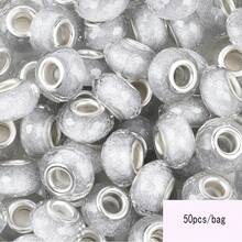 50 Pieces Large Hole Beads, Assorted European Craft Beads Big Hole Fairy Wands Garden Beads Large Hole Lampwork Spacer Beads For DIY Pens Charms Bracelet Necklace Jewelry Making Supplies