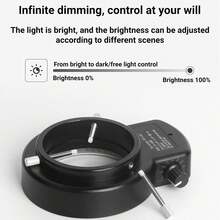 LiebeWH Iluminador de luz de Anillo Ajustable de 144 LED Microscopios Estéreo Brillo Lámpara de Anillo Ajustable para Cámara de Microscopio Accesorios Industriales - 1 - Ver 9