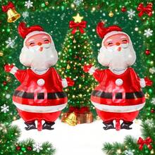 2/5pcs Squinting Santa Claus Windmill Candy Cane Balloon Set, Christmas Themed Decor Items, Cute Open Arms Design, Indoor/Outdoor Decoration, New Year Winter Party Balloons, Best Christmas Gift - Red - View 11