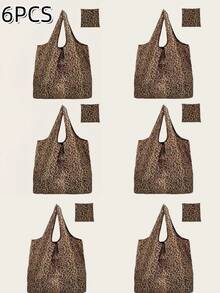 قطعة واحدة حقيبة تسوق كبيرة السعة قابلة للطي بطبعة نمر - من البوليستر المتين، إعادة الاستخدام والحمل، مناسبة للبقالة والملابس والسفر والتسوق كهدية، حقيبة محمولة قابلة للطي