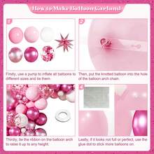 125 Pcs Of Pink And White Balloon Garland Arch Kit For Boys, Girls, Children's Birthdays, Engagements, Baby Showers Aluminum Foil Paper Sequin Balloon - Pink - View 4