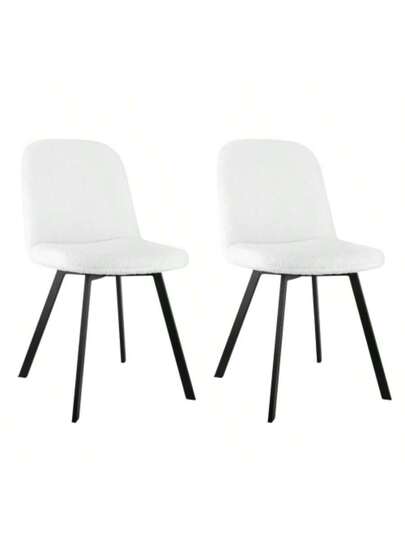 Teddy Fleece Dining Stoel Set Of 2, Zachte Upholstery, All Year Round Com Sturdy Metal Structure view 2