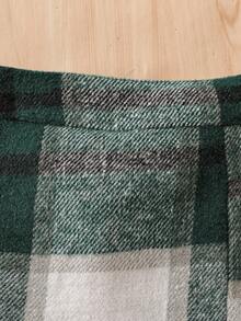 Baby Mädchen Mode Lässig Süß Set, Herz Stickerei Puffärmel Stylisches T-Shirt + Schleife Karomuster Skort