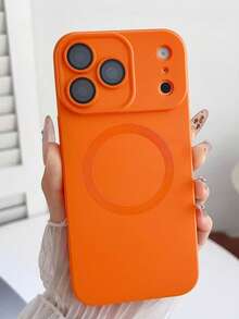 17 Pro Max Matte Liquid Silicone Phone Case, Thin Shockproof TPU Protective Cover With Magsafe Magnetic Charging For Apple - Orange - View 1