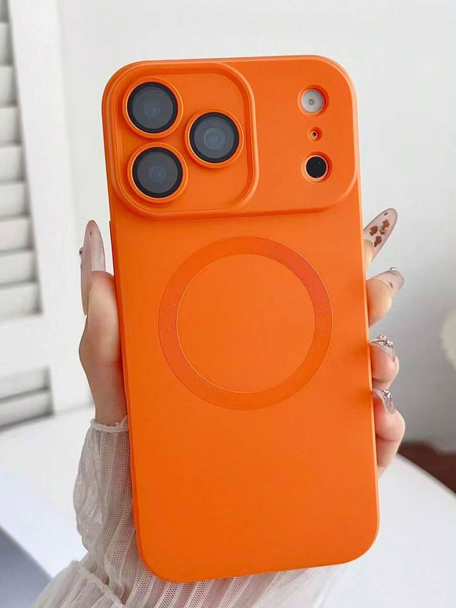 17 Pro Max Matte Liquid Silicone Phone Case, Thin Shockproof TPU Protective Cover With Magsafe Magnetic Charging For Apple - Orange - View 1