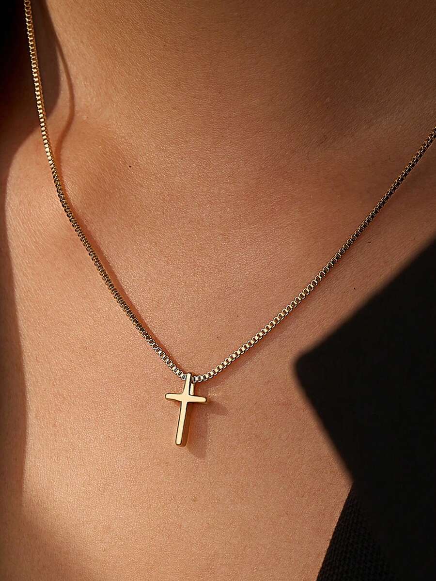 Tkool 1入組時尚十字吊墜項鍊適用於女士日常裝飾