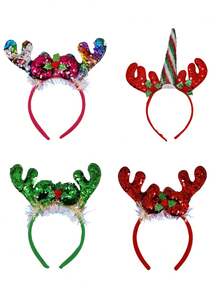 Christmas Reindeer Antler Headband, Reindeer Antler Headpiece For Christmas Party Decoration, Glitter Unicorn Horn Reindeer Antler Christmas Hair Accessories, Christmas Kids Hair Accessories