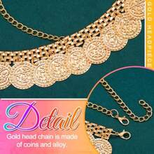 MX  Coins Head Chain Gold Sequin Headpiece Hair Chains Festival Costume Headband Hair Accessories For Women And Girls - 如圖 - 查看 5