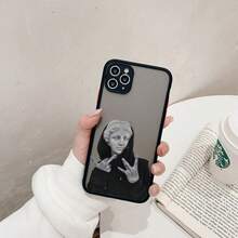 Custodia per telefono con cover posteriore antiurto, compatibile con 16, 7, 8, 14 Plus, 15, 14, 13, 12, 11 Pro Max, XS, X, XR, con stampa artistica della Mona Lisa di David in stile cartoni animati - EGSJ nero 6 - Visualizzare 1