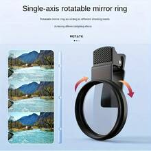 Smartphone Auxiliary Camera 52mm Clip On CPL Phone Camera Lens Filter Ultra Thin Circular Polarizer Filter For Smartphones Enhances Color Saturation And Reduces Glare Portable And Detachable Compatible With All Smartphones Polyester Material Smartphone Camera Accessories Fashionable Design High Quality Structure Gift For Women - Black - View 4