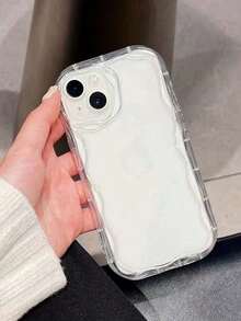 Cream Textured Wavy Edge Solid Color Shockproof Phone Case Compatible With IPhone 16/11/16pro/16plus/16promax/16e/15Promax/13/14/12/XS/XR/7G/8P, Compatible With Samsung Galaxy S25/S25PLUS/S25 Ultra/A16/A36/A26/A56/A50/A12/A32/A52/A72/A51/A21S/A13/A14/S24/S24PLUS/S24Ultra,S22/A52/A53/A54/A55S23/, Compatible With Xiaomi 11/12Pro/12/12X/13Pro/14Pro/15Pro/, Compatible With  10/9/Note9/12c/Note11pro/Note8Pro Waterproof Anti-Fall Scratch Resistant - 款式1(1pc) - 查看 4