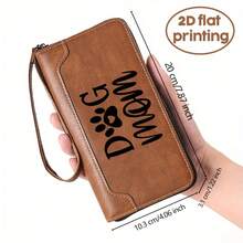 1 Stück Herren Business Geldbörse - Kunstleder mit Handgelenksriemen Muster - Hundemutter Motiv mit liebevollem Pfoten-Herz, Reißverschluss-Münzfach, mehrere Kartenfächer für den professionellen Gebrauch, Farbe braun schwarz Q52