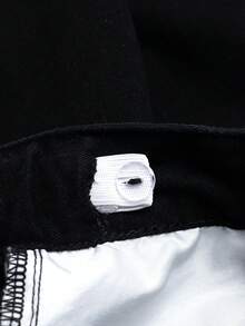 Young Boy Street Style Medium Wash Adjustable Waist Distressed Denim Jeans - Black - View 8