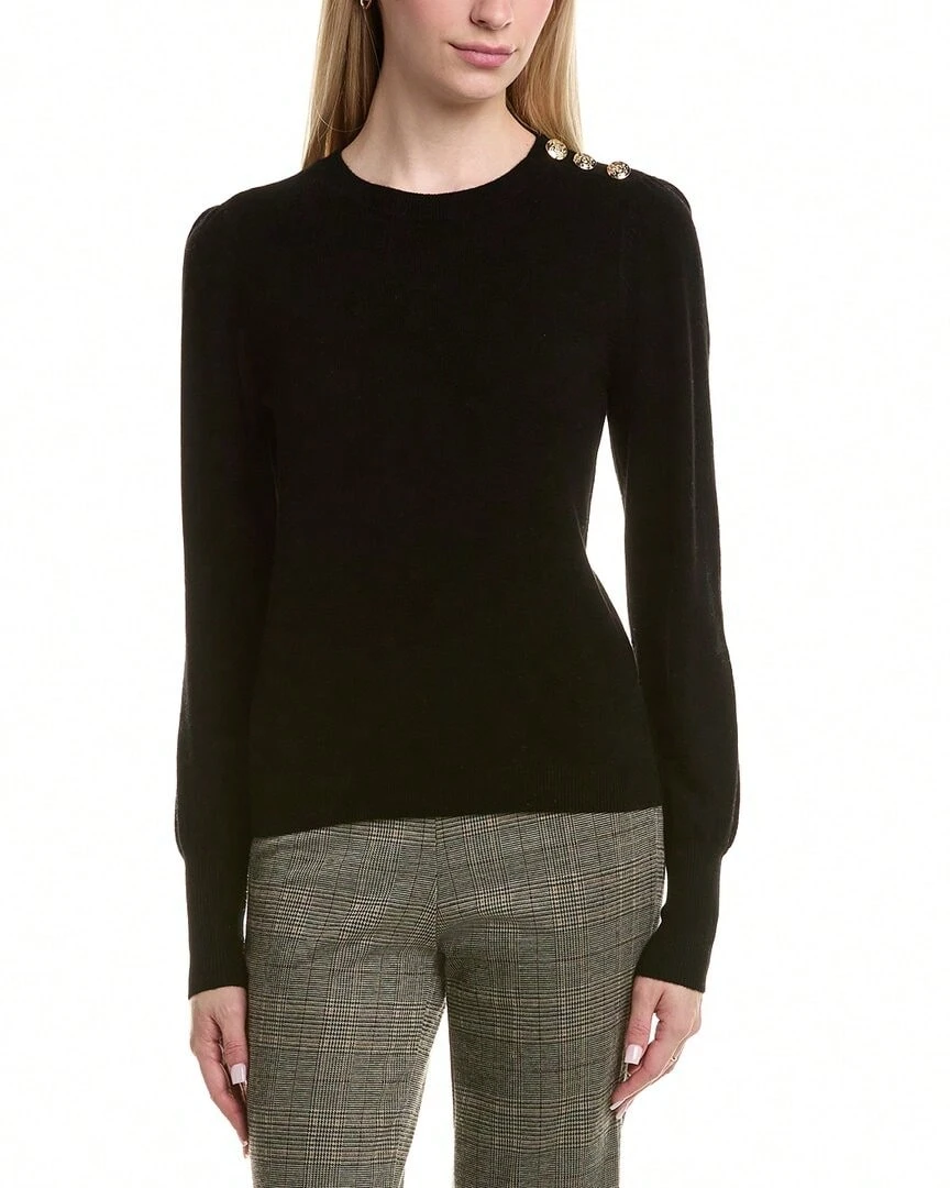 Bruno Magli Button Shoulder Wool & Cashmere-Blend Sweater - màu đen - Xem 1