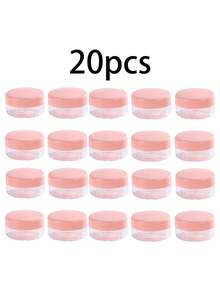 Przezroczyste, puste słoiki na próbki kosmetyków 20/10/5/1 szt./50 szt. (wraz z łyżeczką) / 5 g, plastikowe słoiki, wielokolorowy krem do twarzy i balsam, szminka, cień do powiek, puder do paznokci, biżuteria, eleganckie i małe, wygodne w noszeniu, wielokrotnego użytku, akcesoria podróżne (różowy, biały, czarny)