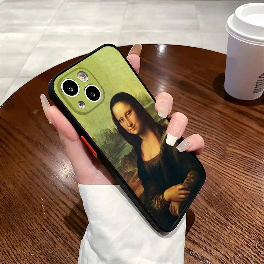 -Leonardo Da Vinci Art Phone Case Cover Compatible With 17 16 15 14 Max 13 12mini 11 Plus Frosted Translucent Back Cover, Cover Compatible With 17 Case, 17 Pro Case, 17 Pro Max Case - Black1 - View 1