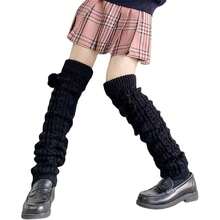 Womens Lolita Knit Long Socks Leg Warmers Harajuku Japanese Kawaii Boot Socks Winter Ankle Heap Sock,25077774 - Black - View 2