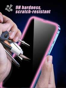 2片粉色充气膜，夜间夜光，高清钢化玻璃屏幕保护膜，防汗、防碎、防盗，兼容 11/12/13/14/15/16/16 Plus/16 Pro/16 Pro Max/16e/17/17 Air/17 Pro/17 Pro Max/17e - 無色 - 查看 7