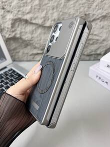 1 pièce Étui de téléphone magnétique de style minimaliste et populaire pour les affaires, convenant aux Galaxy S25 Ultra, Galaxy S24 Ultra, Galaxy S23 Ultra. Texture lisse, étui de couple, cadeau d'anniversaire, compatible avec les téléphones . Étui de protection pour téléphone avec texture magnétique Galaxy, matériau PC sans cadre. - Multicolore - Voir 5