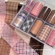 SENLUER 2 片装 10 粉色秋冬美拉德哥特格子牛仔卡通涂鸦蝴蝶结爱心星星转印纸指甲装饰指甲贴纸指甲配件贴纸，适合美甲沙龙 DIY，送给女孩和女士的礼物，适合所有季节（无转印胶）