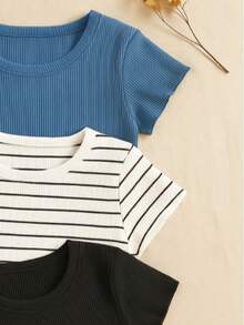 Set Of 3 Assorted Girls' T-Shirts With Ruffled Sleeves - 弗魯夫魯 - 查看 2