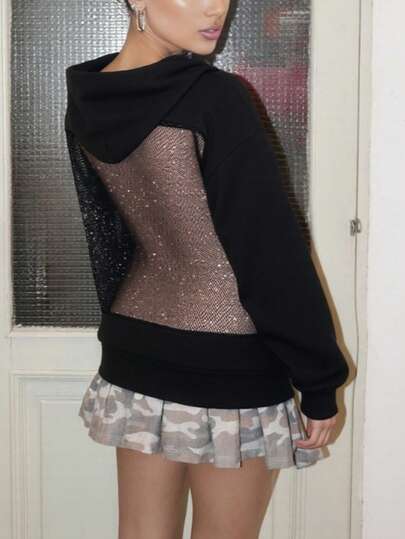 Sudadera con capucha de unicolor DOUCIU, elegante y transparente, sudadera casual para la calle