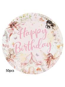 10 piezas/20 piezas/50 piezas Platos de papel con diseño de hadas Platos de postre de papel desechables con diseño de setas de 7 pulgadas y platos de cena de papel de 9 pulgadas con tema de hadas para fiestas de jardín, té, boda, cumpleaños y fiesta de bebé