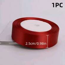 1 卷浅粉色/红色涤纶丝带花束包装丝带（尺寸 0.6/1/1.5/2/2.5/3.8/5 厘米），适用于 DIY 工艺品、礼品包装、婚礼装饰、蝴蝶结制作、婚礼糖果盒包装、圣诞节和派对装饰、婚礼请柬、节日装饰