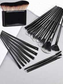 Juego de 21 piezas de herramientas de belleza YISE, que incluye 20 pinceles de maquillaje facial + 1 cepillo negro para loción corporal/autobronceador. Estas herramientas de maquillaje de fibra suave son adecuadas para base, contorno, rubor, polvo, sombra de ojos, corrector, iluminador y difuminado. Fácil de transportar, es un juego amigable para viajes y un regalo ideal para mujeres y niñas.