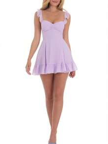 Women Graduation Corset Mini Dress Backless Tie Up A Line Short Dresses For Graduation Grad Party - Purple - View 4