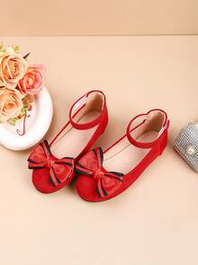 1 Pair Fashionable Girls' Bow Accent Children's Shoes, Autumn/Winter