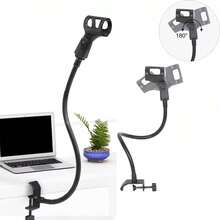 1 Unidad Soporte de Micrófono de Cuello de Ganso Profesional de Alta Calidad, Ajustable 360° con Diseño Flexible y Fijación Segura, Ligero Plegable y Portátil para Fácil Transporte y Almacenamiento, Material Duradero de Plástico y Metal Resistente, Sujetador para Mesas hasta 2.4 Pulgadas Ideal para Computadora Atril Escritorio de Enseñanza Mesa de Café, Perfecto para Cursos Online Grabación de Canto Creación Musical Podcast Transmisiones en Vivo Estudio en Casa Radiodifusión, para Músicos Streamers Estudiantes Profesores Viajes de Negocios - Negro - Ver 3