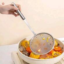 1pc Stainless Steel Mesh Strainer With Handle, Silver Colander Spoon For Kitchen